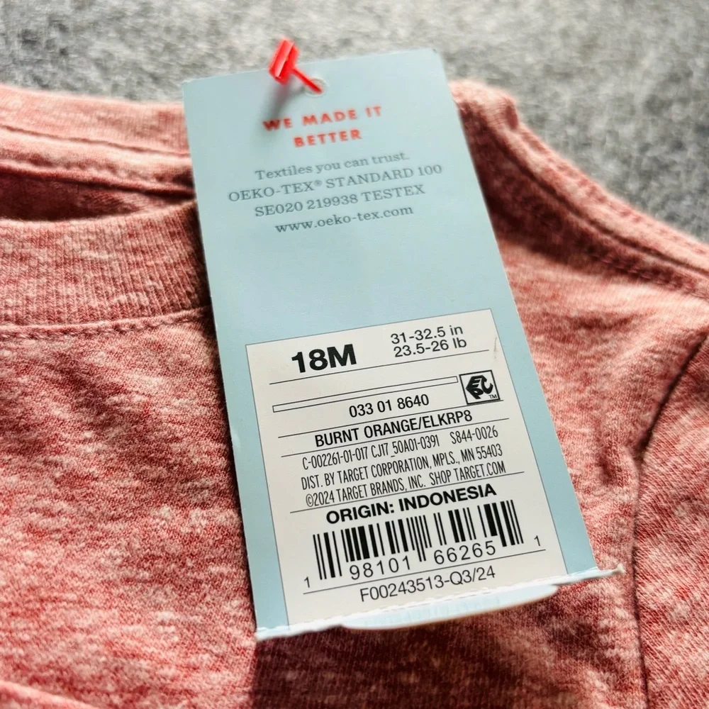 🍏 Cat & Jack Burnt Orange Kids Long Sleeve Shirt – NWT  4/$20 🍏 - Picture 3 of 3